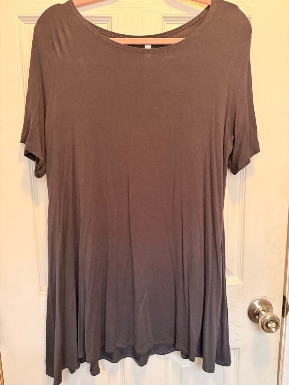 Everyday Flow Gray Short Sleeve Swing Blouse